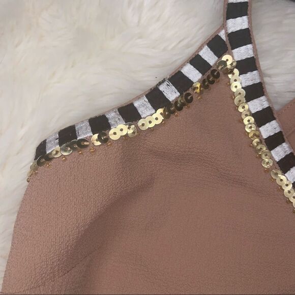 Sz Small Pink Nude Halter Top with Sequins/Stripes - Picture 13 of 15